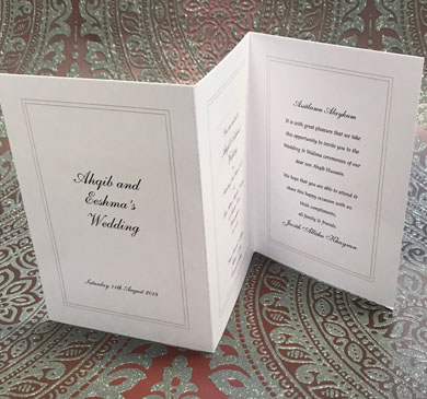 Indian & Asian Wedding Invitation printing Luton
