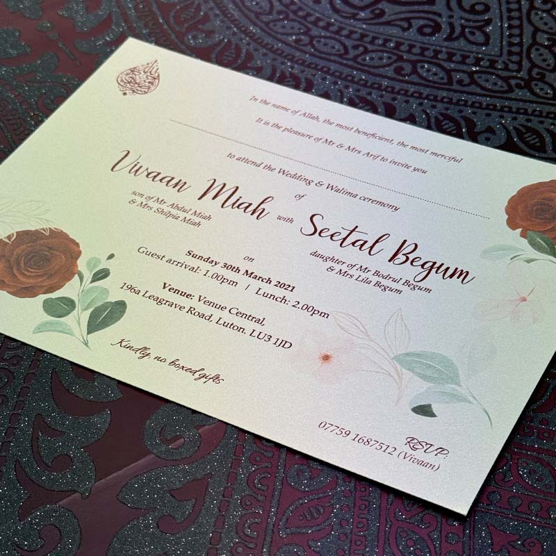 Indian & Asian Wedding Invitation printing Luton