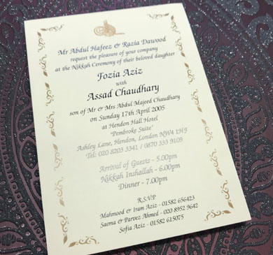 Indian & Asian Wedding Invitation printing Luton
