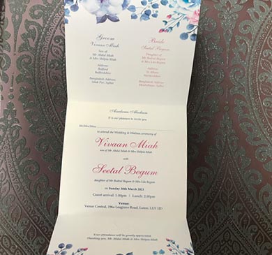 Indian & Asian Wedding Invitation printing Luton