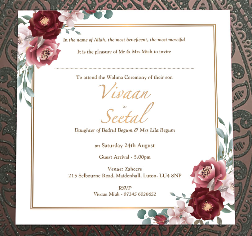 Indian & Asian Wedding Invitation printing Luton