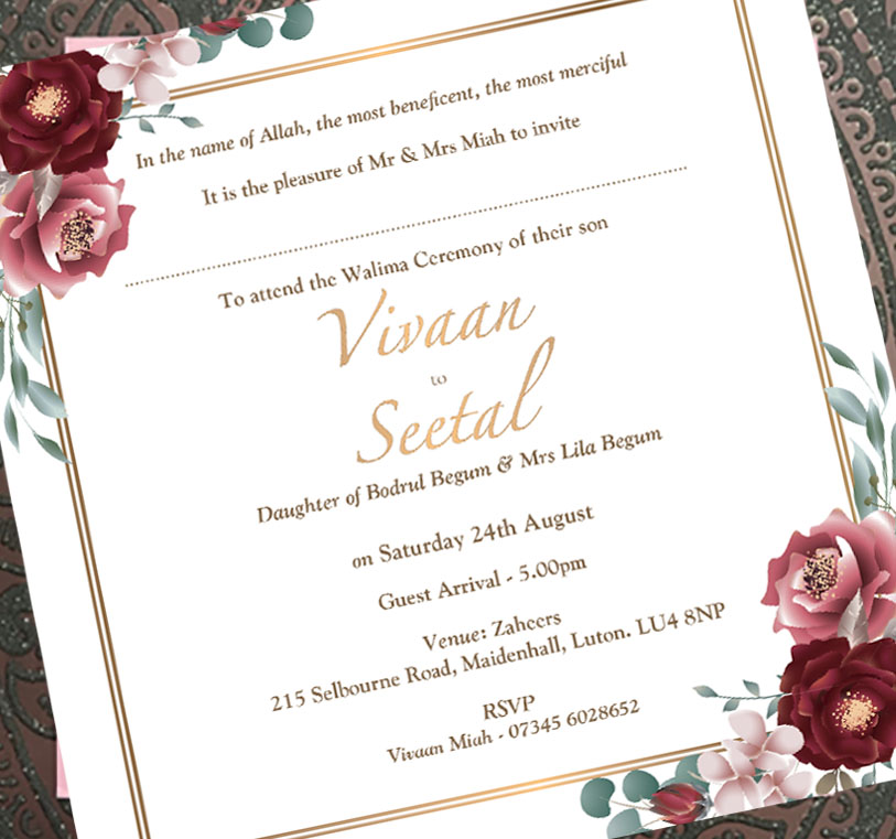 Indian & Asian Wedding Invitation printing Luton