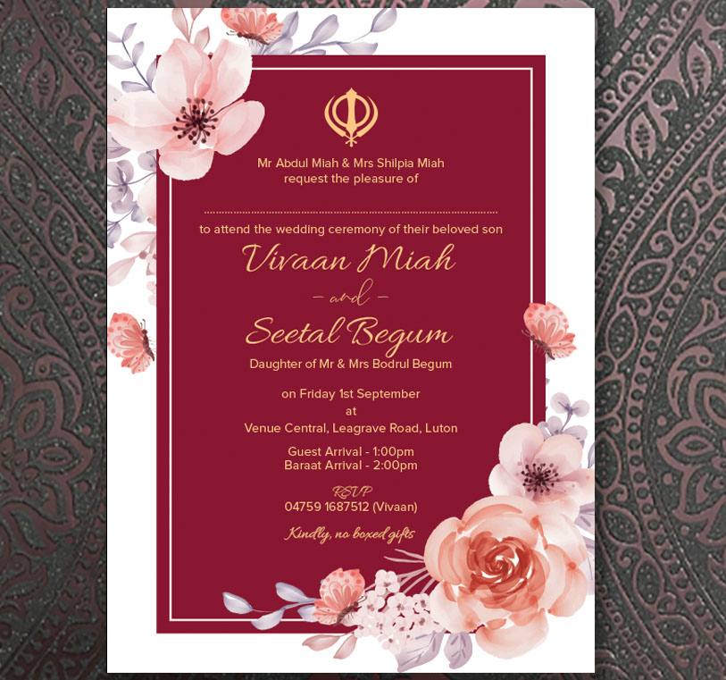 Indian & Asian Wedding Invitation printing Luton