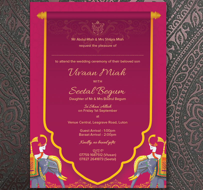 Indian & Asian Wedding Invitation printing Luton