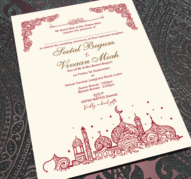 Indian & Asian Wedding Invitation printing Luton