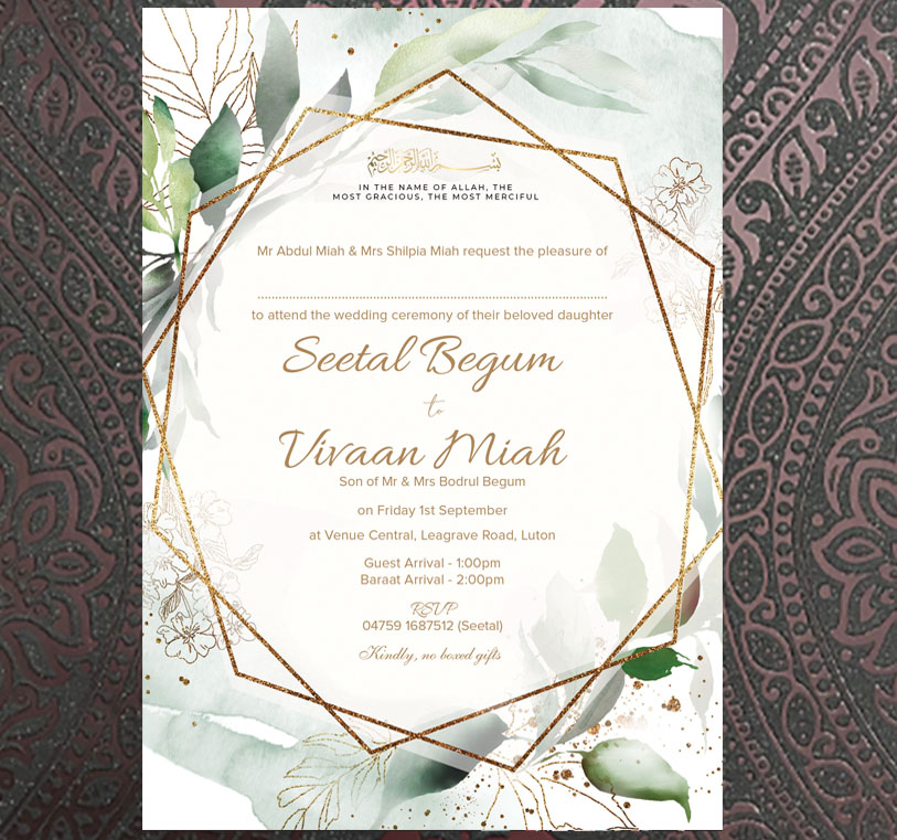 Indian & Asian Wedding Invitation printing Luton