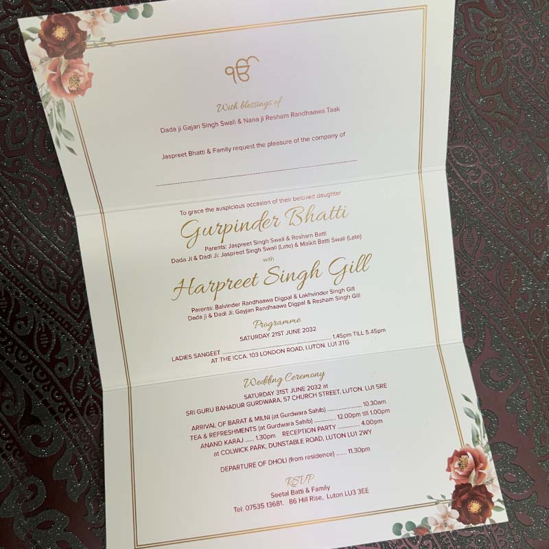 Indian & Asian Wedding Invitation printing Luton