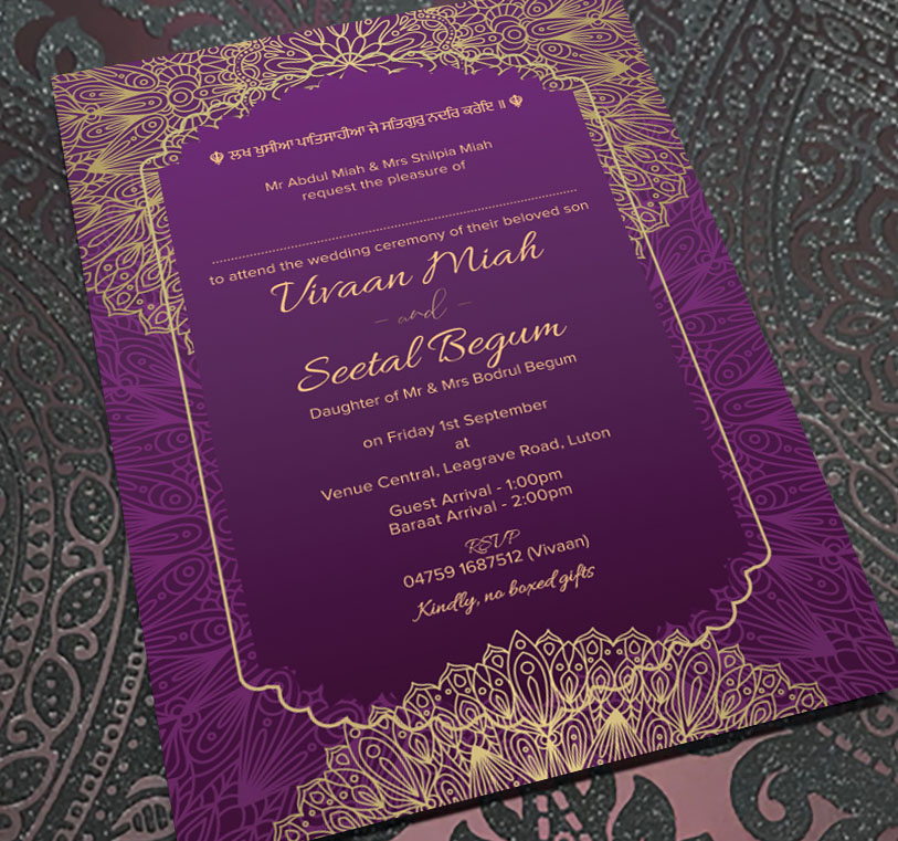 Asian Wedding invites Luton, Indian Wedding Invitations Luton
