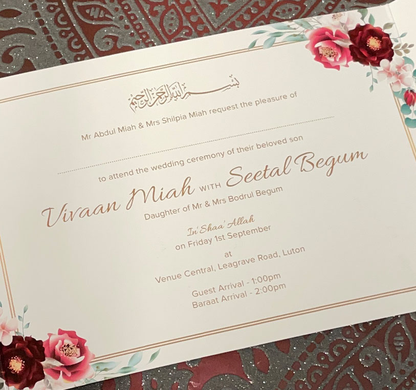 Asian Wedding invites Luton, Indian Wedding Invitations Luton