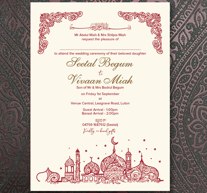 Asian Wedding invites Luton, Indian Wedding Invitations Luton