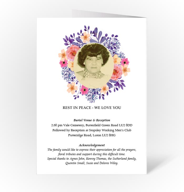 Funeral books, funeral order of services printing Luton